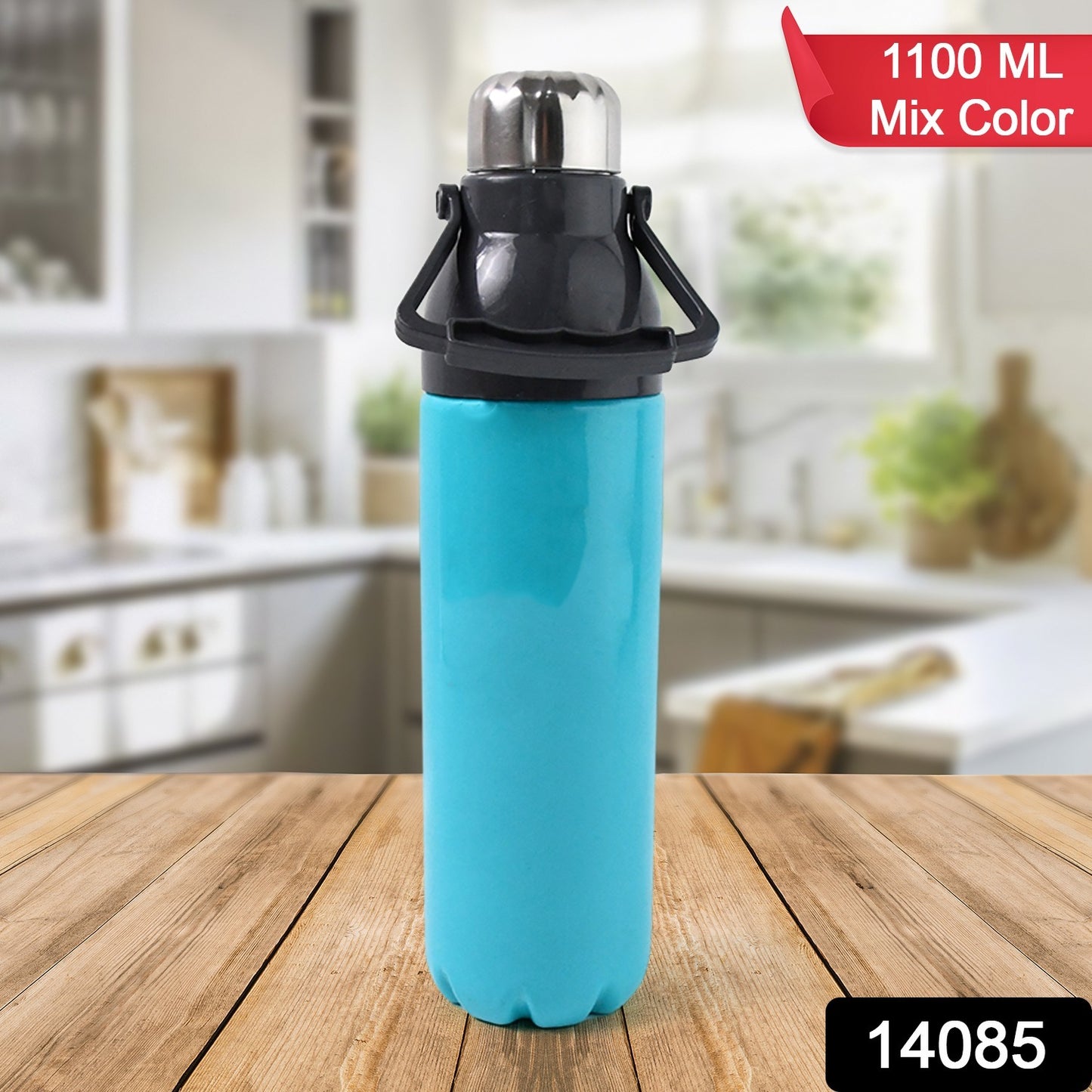 Insulated BPA-free plastic sports bottle by Wukusy, 1100ml capacity, leakproof design with mixed color options.