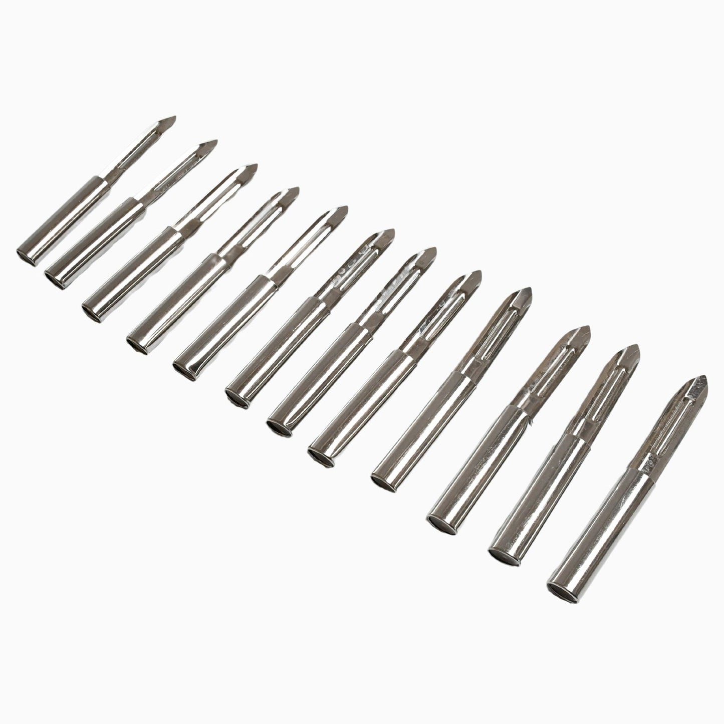 Wukusy 12-pack stainless steel vegetable peelers with handles, ideal for peeling and shredding potatoes, carrots, fruits, and vegetables.