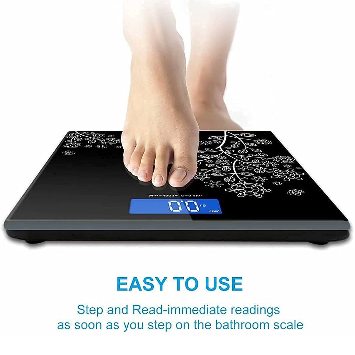 Wukusy 6122 premium bathroom scale showing weight measurement on digital display, used for personal and professional bathroom weighing.