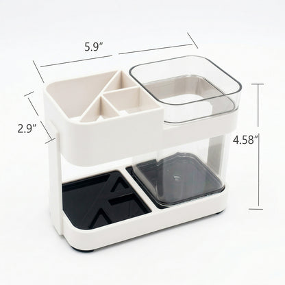 Wukusy multipurpose toothbrush and toothpaste stand holder set with slots for brushes and toothpaste tube, organized and accessible.