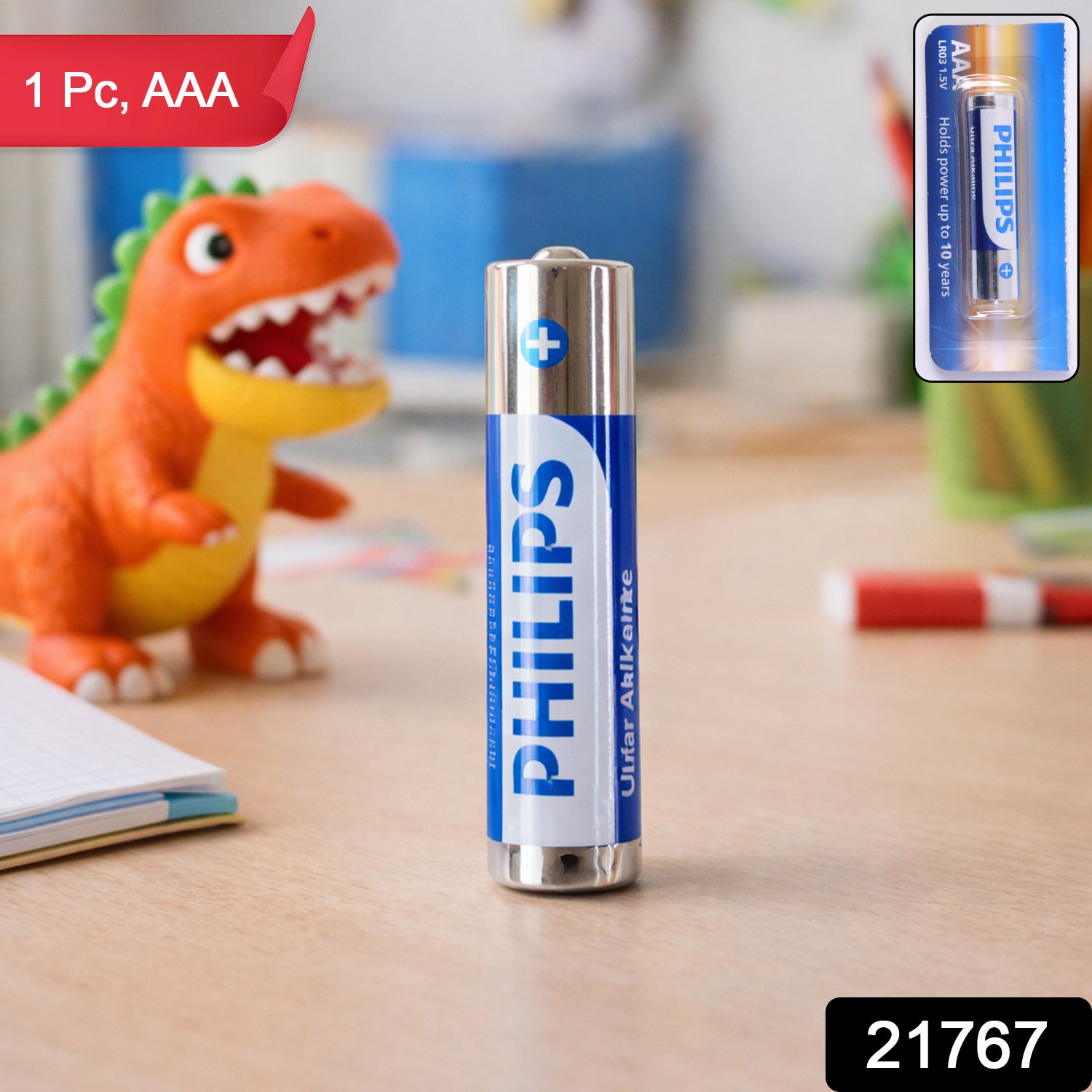 Wukusy AAA Ultra Alkaline Battery showing the battery with brand label and positive terminal, designed for high-performance devices.