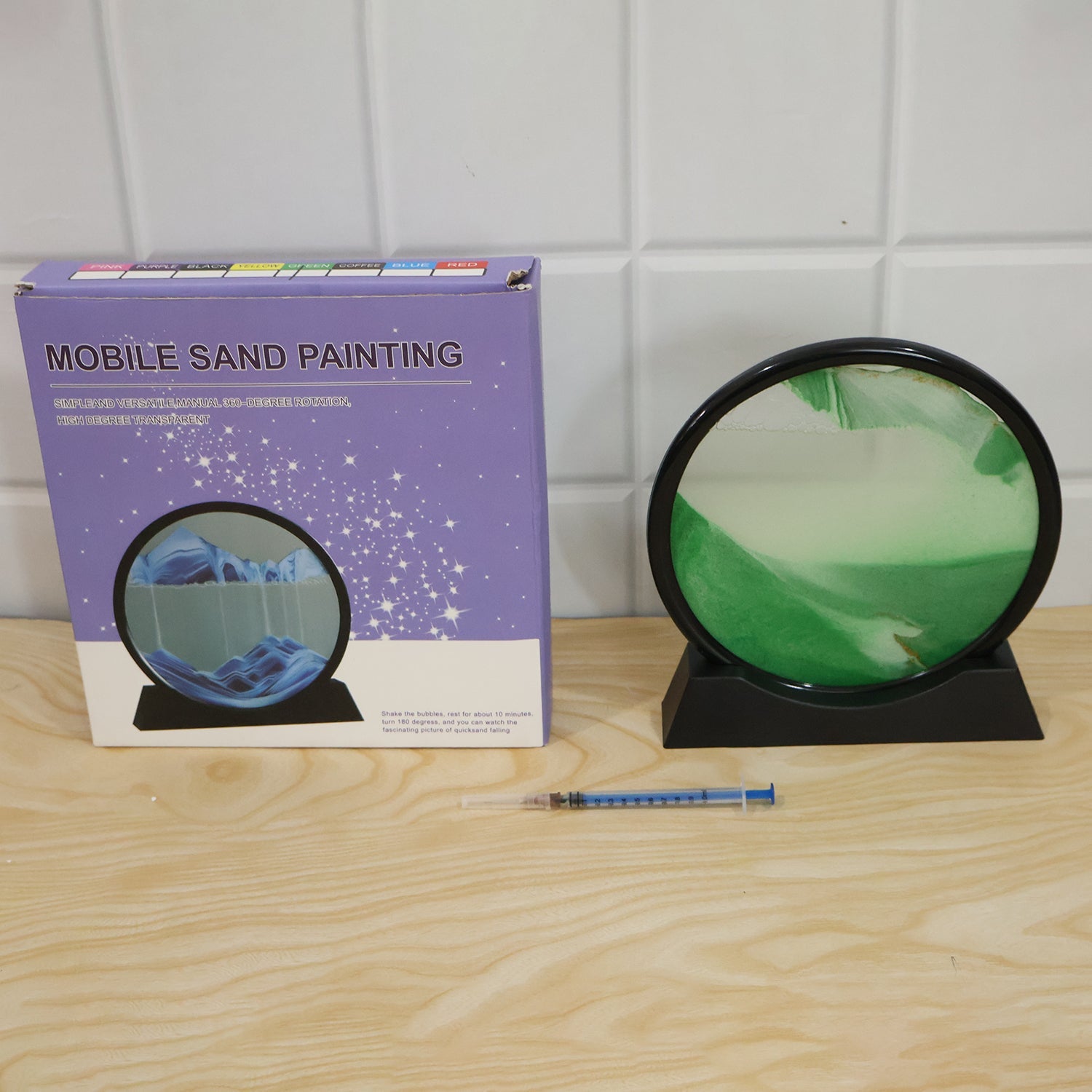 3d Moving Sand Art Round Frame With Stand For Home And Office Table Decor (1 Pc)