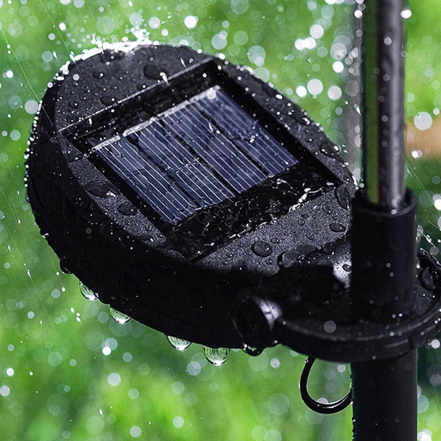 Two solar-powered dandelion garden lights by Wukusy with illuminated flower designs for outdoor decorative lighting.