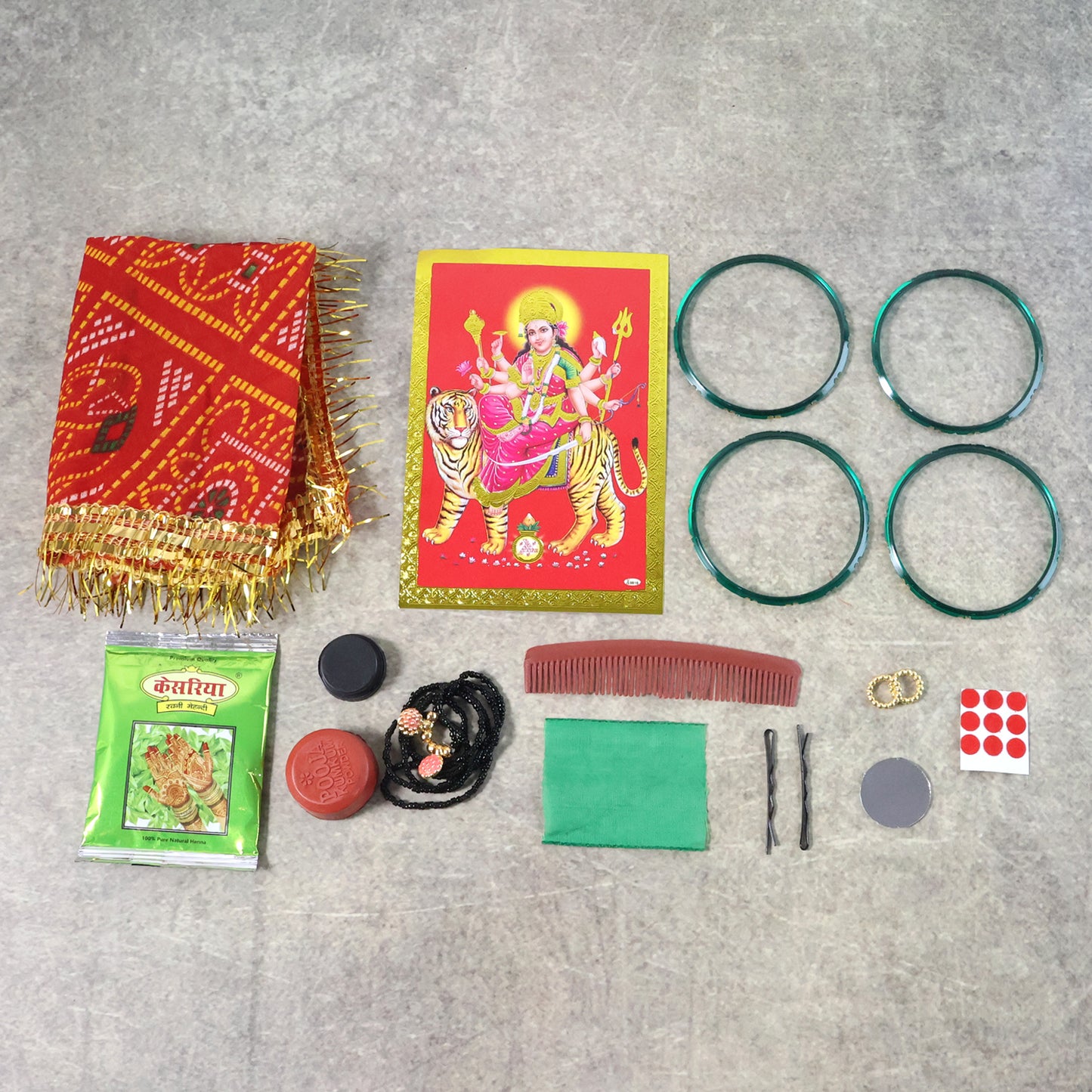 Wukusy Mataji Shringar Box with complete puja decoration kit, including traditional items for religious offerings and rituals.