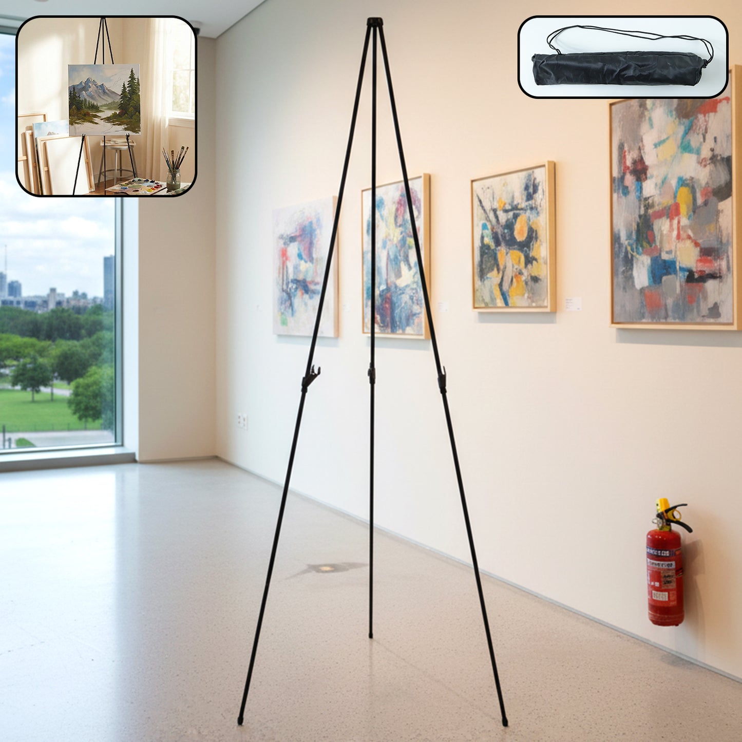 Wukusy 66-inch adjustable metal tripod easel stand with carry bag, sturdy for art displays or presentations.
