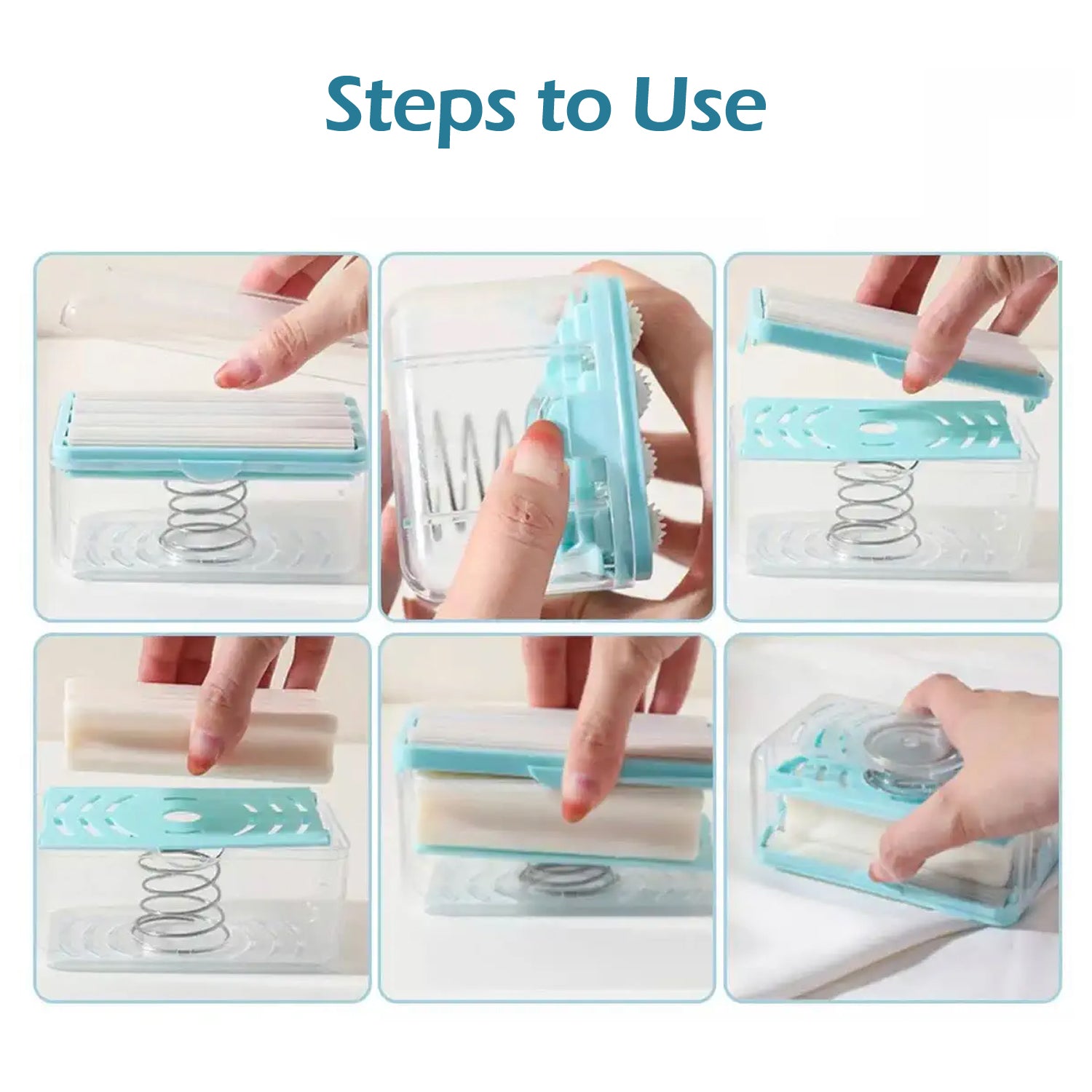 Wukusy 6296 2-in-1 portable soap dish with roller, drain holes, and foam soap holder for home kitchen or bathroom use