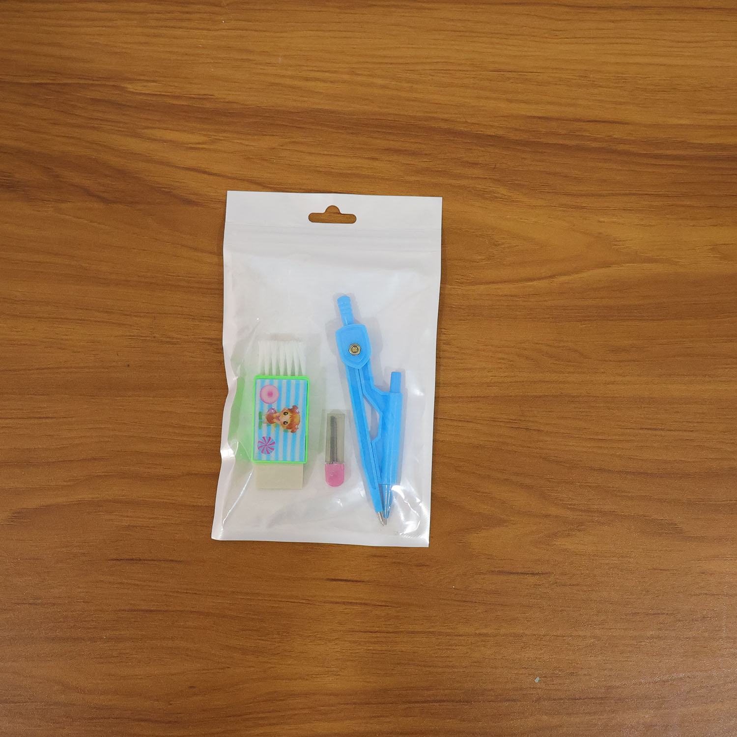 Wukusy premium kids plastic drawing compass and geometry set with multiple tools for school and artistic use.