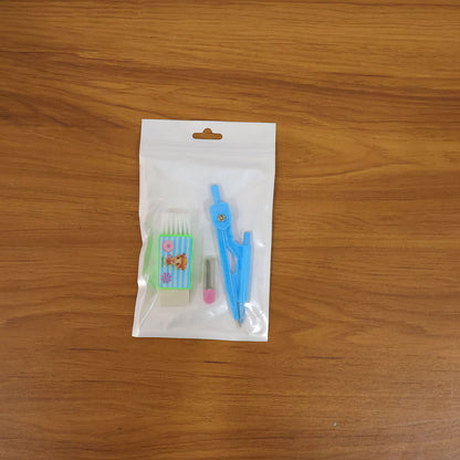 Wukusy premium kids plastic drawing compass and geometry set with multiple tools for school and artistic use.