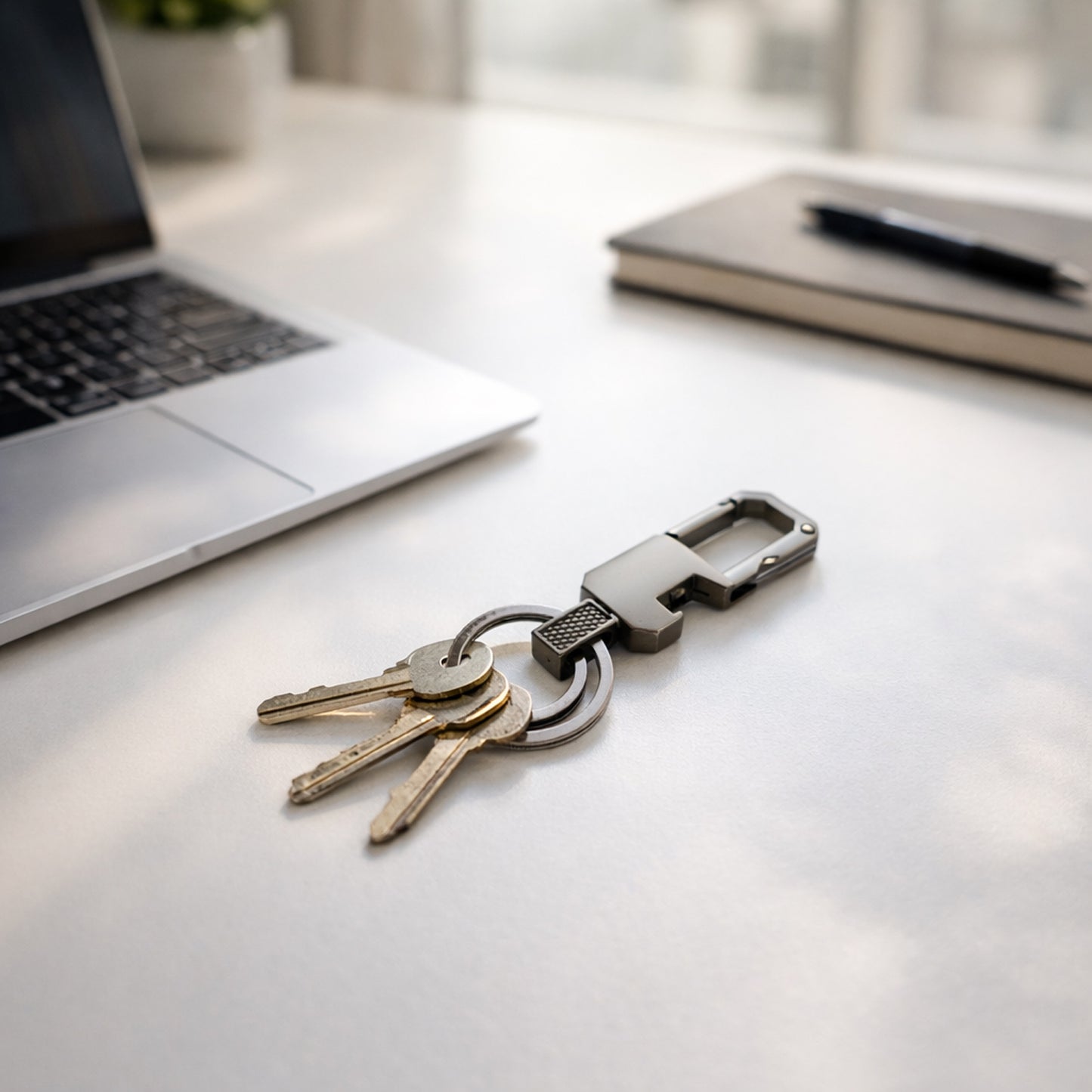 Wukusy premium metal key holder with secure, stylish keychain, featuring a sleek, durable design for organizing keys effectively.