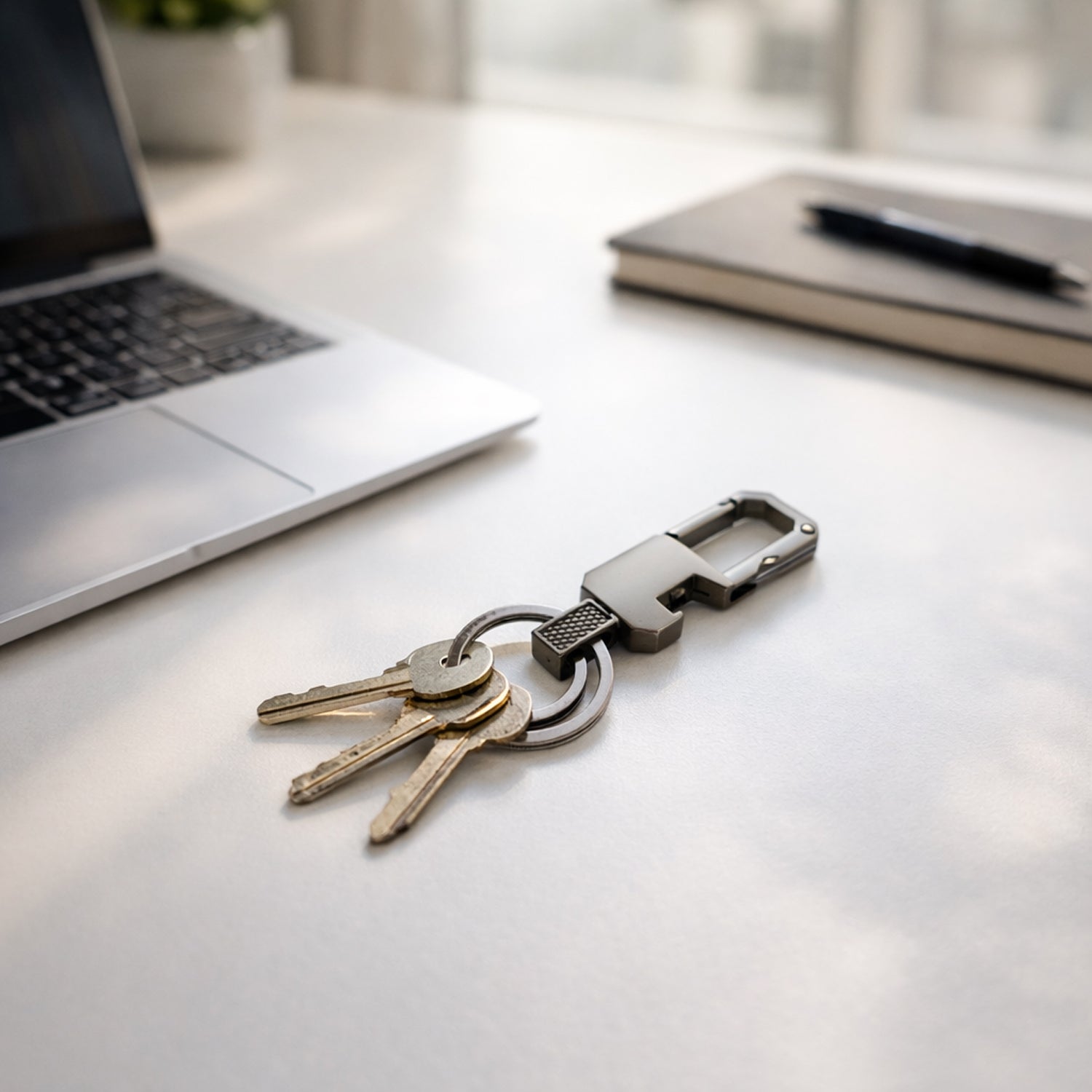 Wukusy premium metal key holder with secure, stylish keychain, featuring a sleek, durable design for organizing keys effectively.