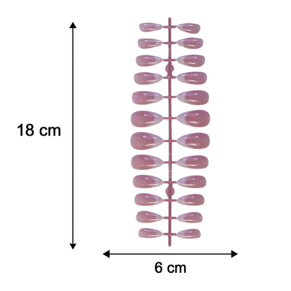 Set of artificial nail tips featuring elegant French manicure style by Wukusy, perfect for at-home nail art and salon-quality looks.