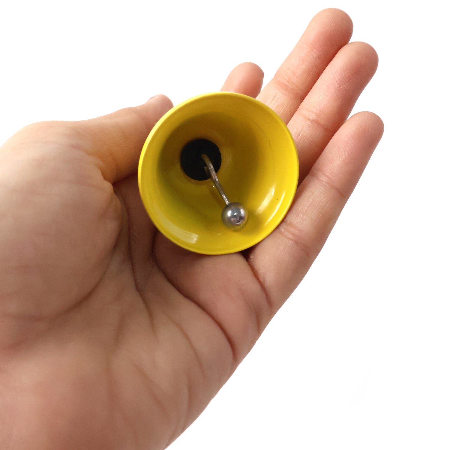 Wukusy mini hand bell with keychain, small metal bell with attached keyring, designed for portability and key accessories.