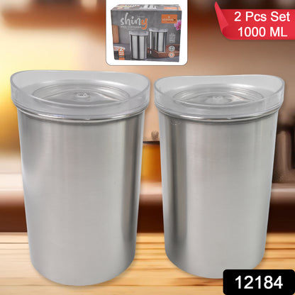 Wukusy stainless steel airtight containers with see-through lids, 2-piece set, 1000 ml for kitchen storage and organization