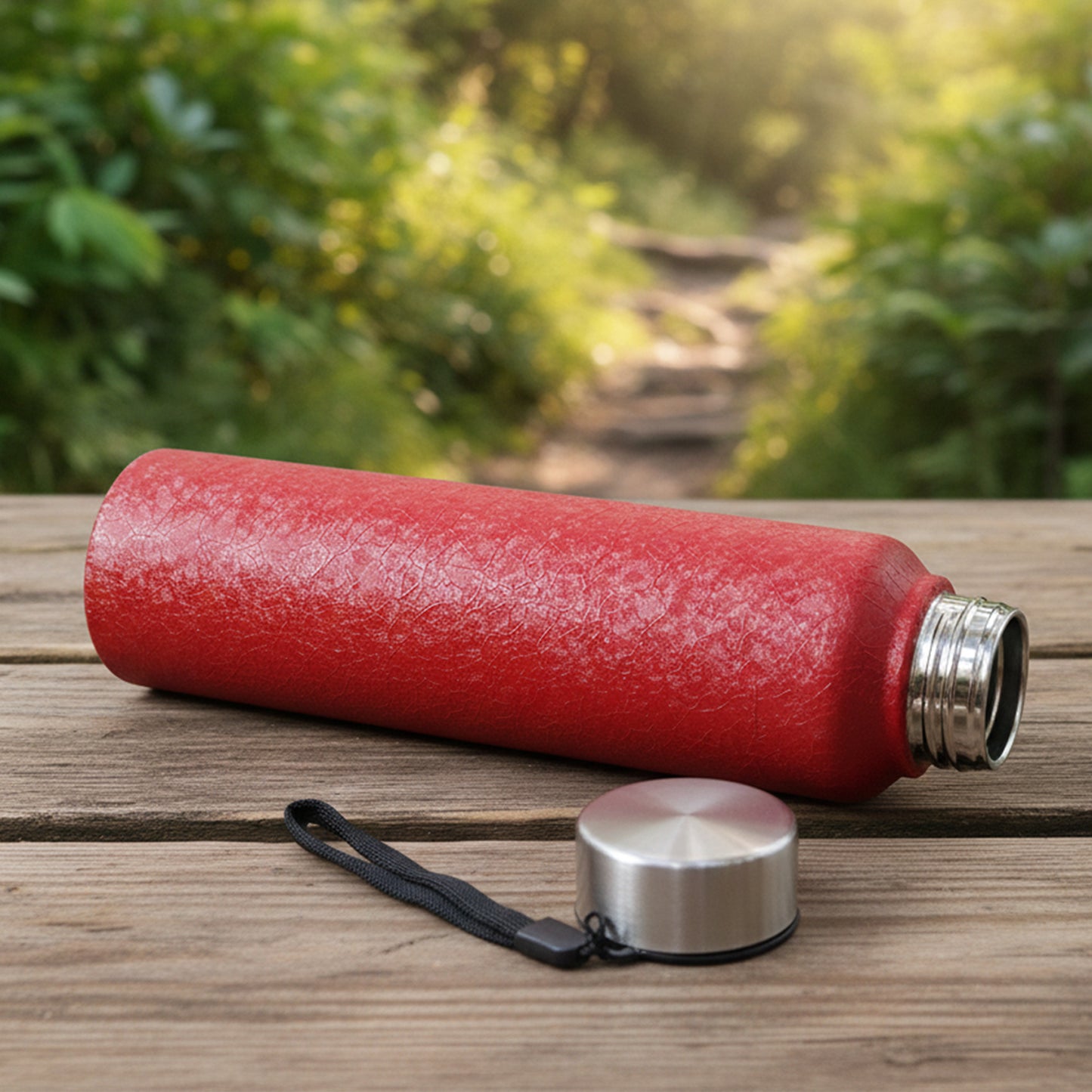 Red Alpha Pro Classic stainless steel water bottle by Wukusy, 1000ml capacity, with a sleek red finish and durable design.