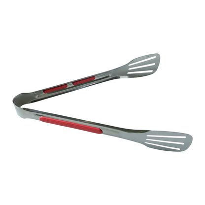 Wukusy stainless steel multi-purpose kitchen tongs with anti-slip grip for grilling, serving, and cooking, shown in the image.