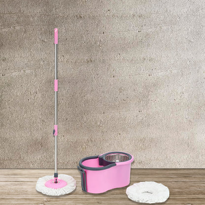 Wukusy Quick Spin Mop with steel spin bucket, easy-wheels for efficient floor cleaning, large bucket for home improvement tasks