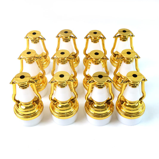 Set of 12 vintage-style flameless LED candles in decorative lanterns, perfect for home decor by Wukusy.