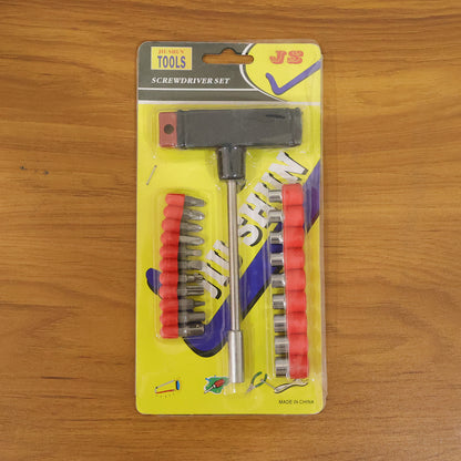 Wukusy T-handle screwdriver tool kit set with multiple screwdrivers and bits, organized in a compact case for versatile use.