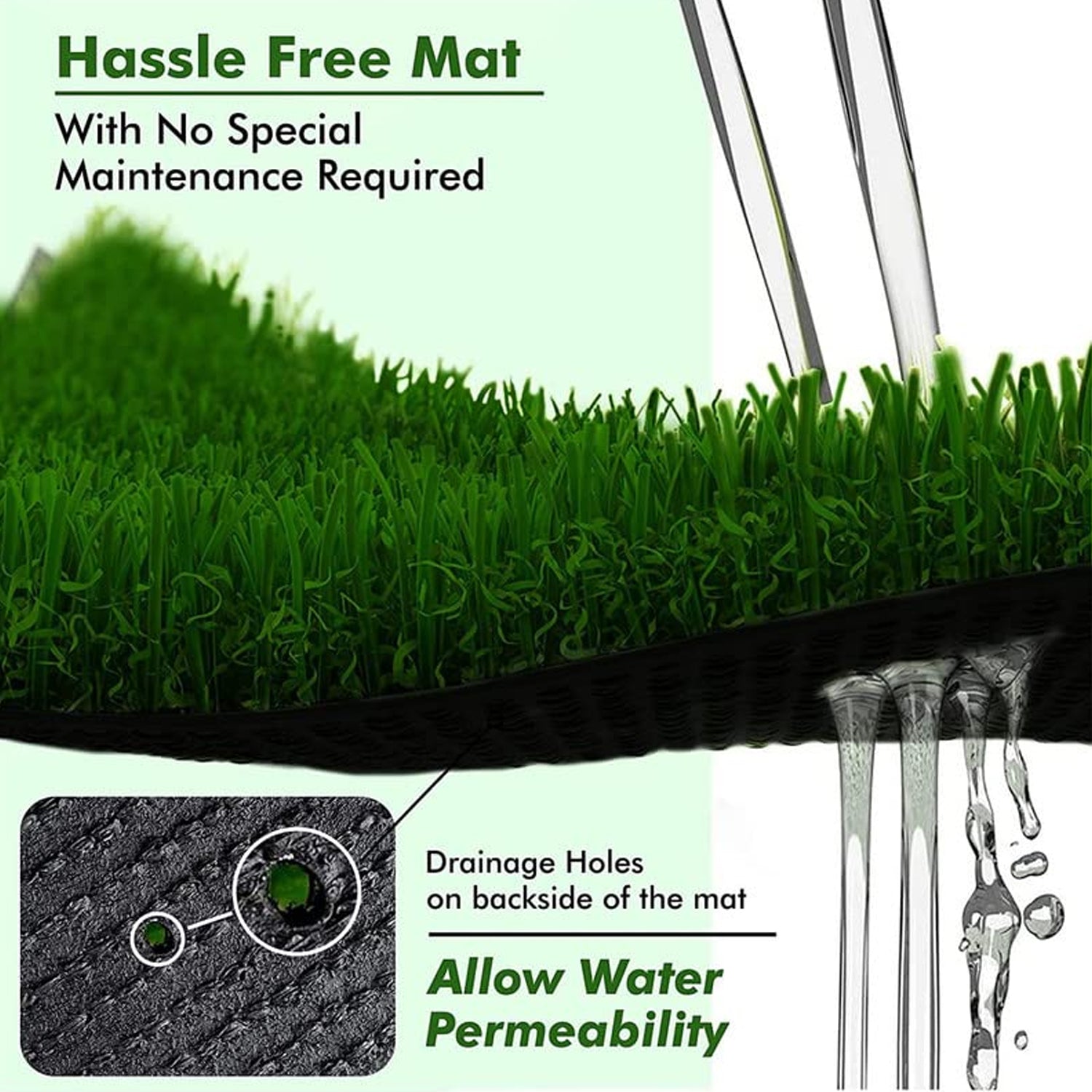 Wukusy artificial grass for balcony or doormat, soft durable plastic turf carpet in 58x38cm, shown in close-up detail.
