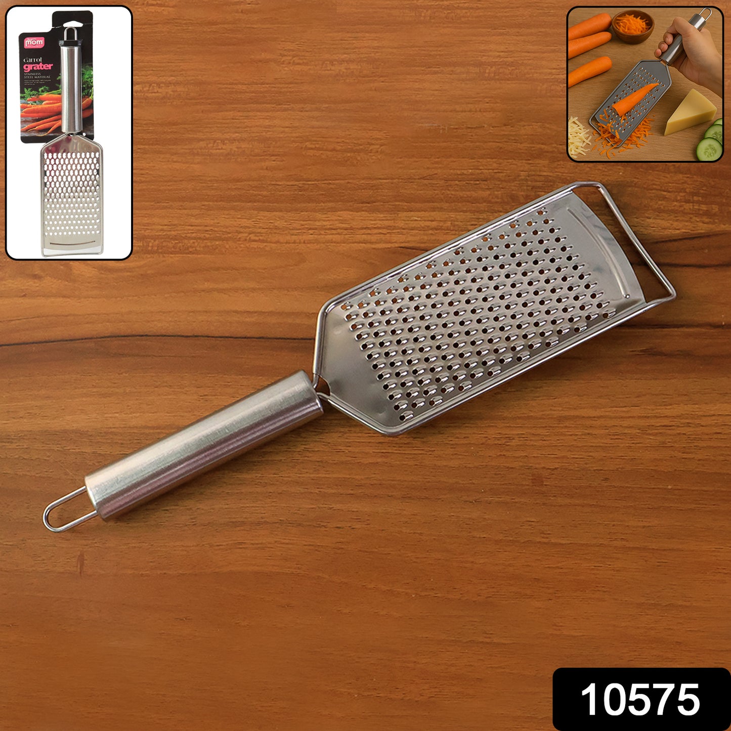 Wukusy Supermom stainless steel carrot grater for kitchen, with sharp blades for easy vegetable grating and zesting.