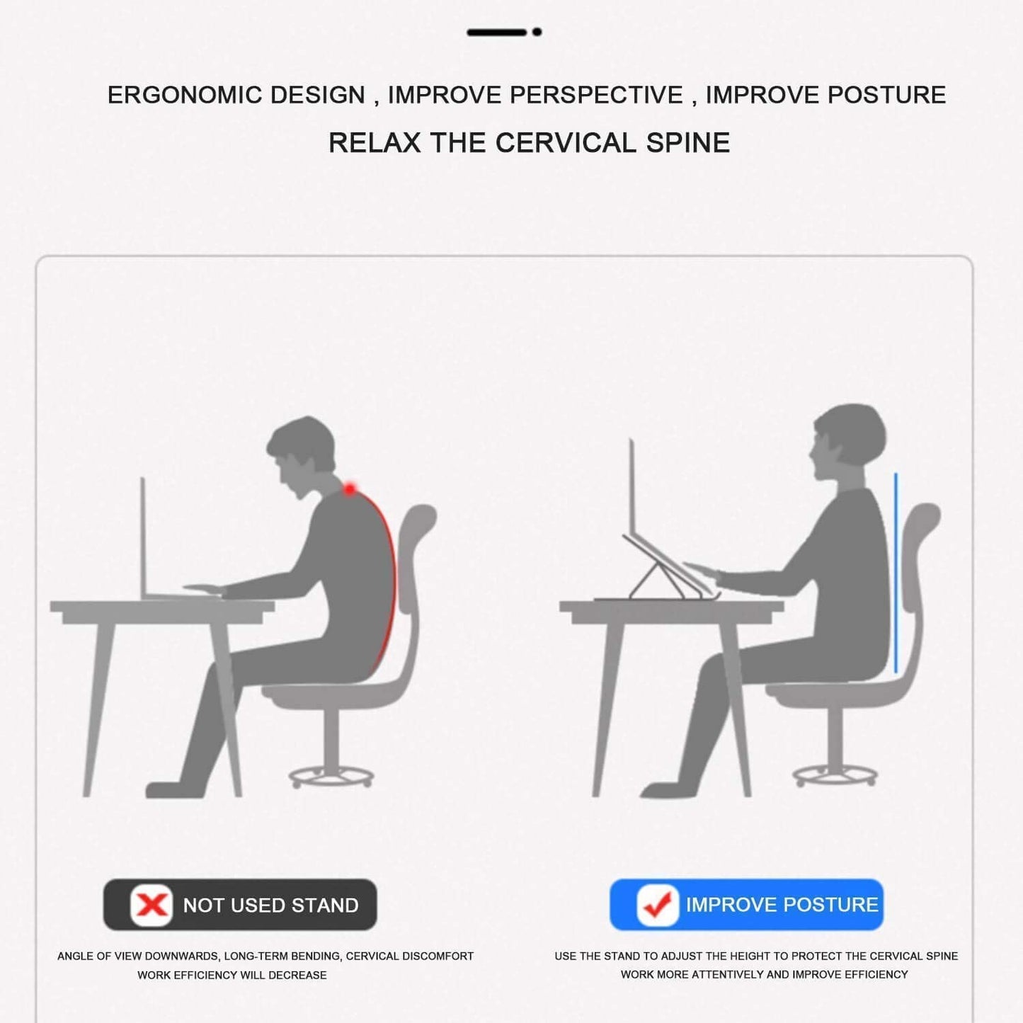 Wukusy adjustable foldable aluminium laptop stand with ergonomic design, supports laptops for improved comfort and portability.