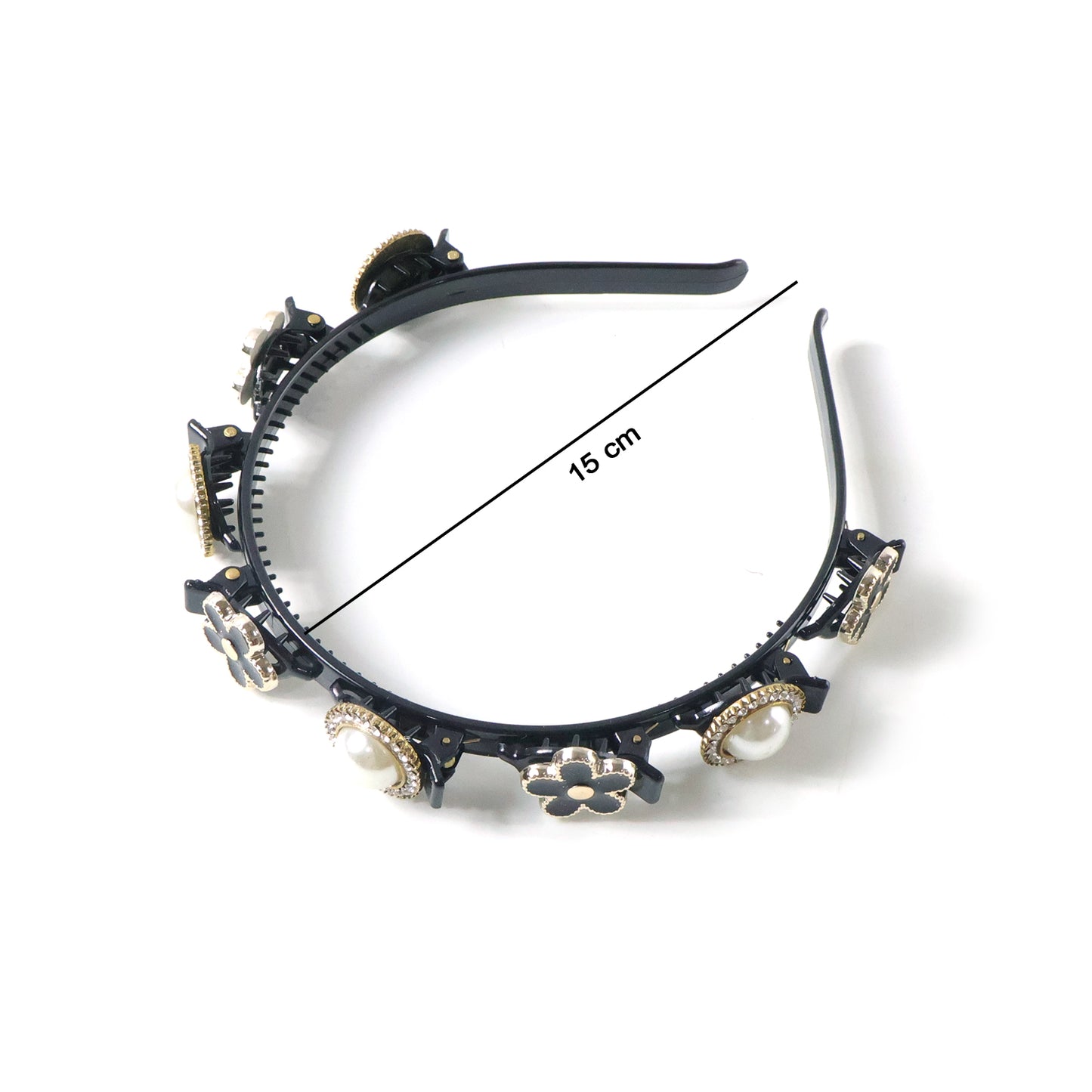 Elegant pearl floral designer hairband for women and girls by Wukusy, featuring delicate pearl and floral accents.