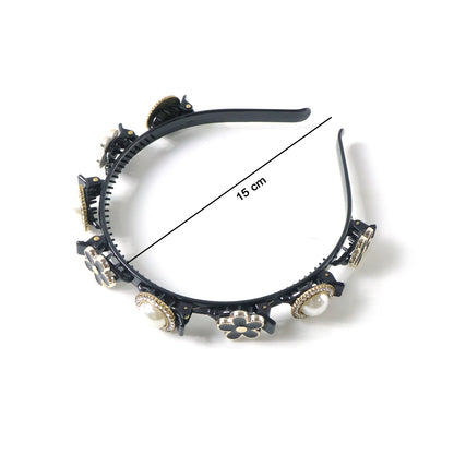 Elegant pearl floral designer hairband for women and girls by Wukusy, featuring delicate pearl and floral accents.