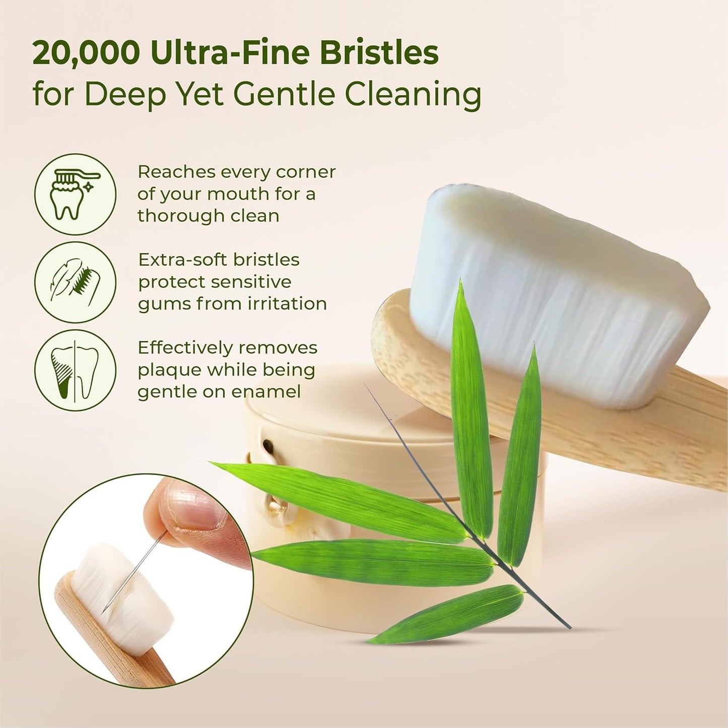 Eco-friendly wooden bamboo toothbrush by Wukusy with protective travel case, displayed on a white background.