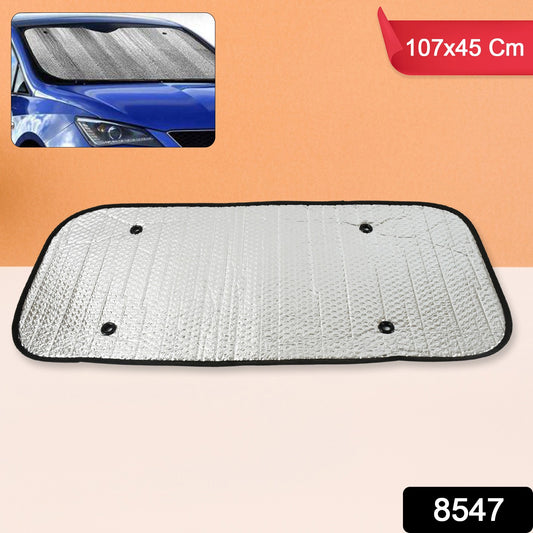 Wukusy car windshield sun shade blocking UV rays, keeps vehicle cool, fits cars, SUVs, trucks, and vans, with reflective surface.