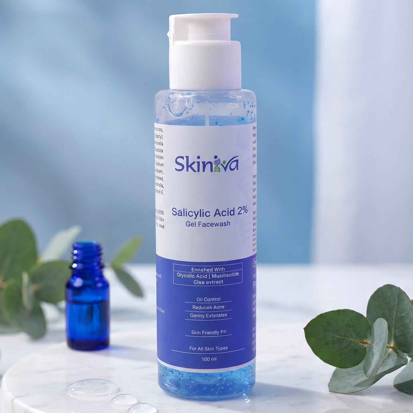 Wukusy Advanced Salicylic Acid Gel Face Wash in 100ml tube, showing the clear gel texture and sleek packaging.