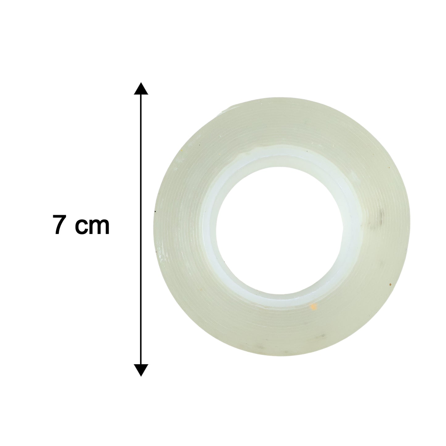 Heavy duty transparent double-sided nano adhesive tape from Wukusy, 70x25mm, shown in a close-up image of the sticky tape roll.