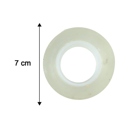Heavy duty transparent double-sided nano adhesive tape from Wukusy, 70x25mm, shown in a close-up image of the sticky tape roll.