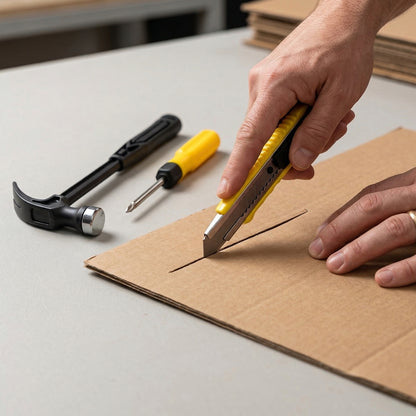 Wukusy mini hardware tool kit including hammer, screwdriver, and cutter set with compact tools for home repairs and DIY projects.