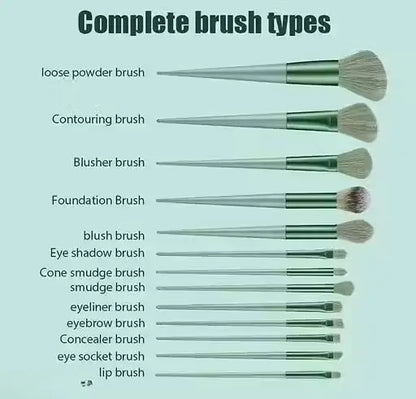 Ekom professional green makeup brush set with 13 pieces and beauty blender, all-purpose beauty tools for flawless application