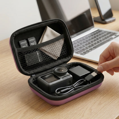 Wukusy mini travel storage case with compartments for earphone cables and SD cards, compact and portable for on-the-go organization.