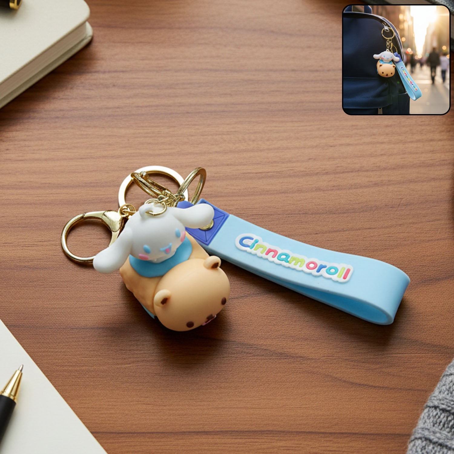 Cute cartoon dog character silicone keychain by Wukusy featuring a colorful, playful dog design on a durable keyring.