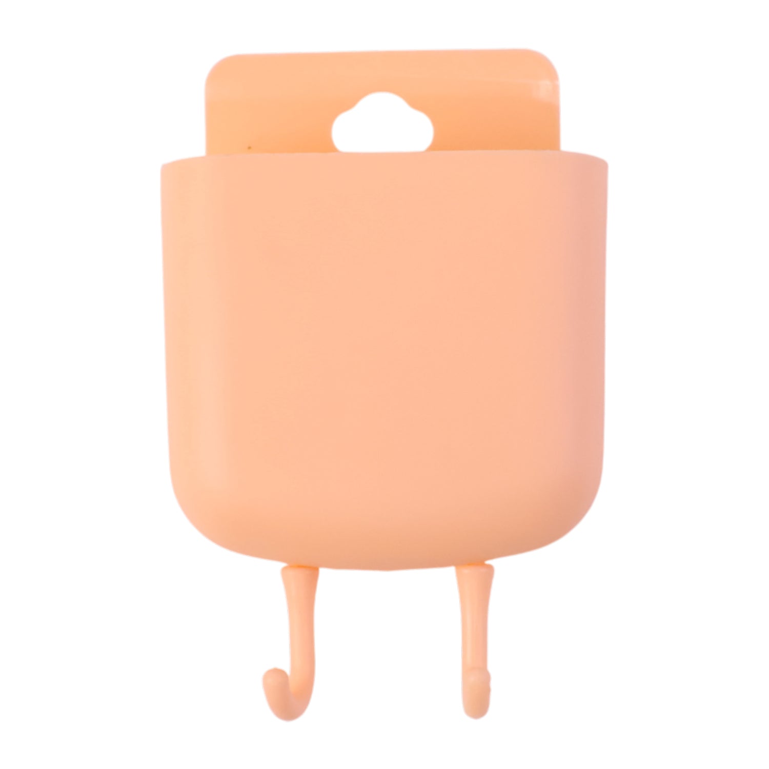 Wukusy multi-purpose plastic wall-mounted mobile charging holder attached to a wall, holding a smartphone for easy charging and organization.