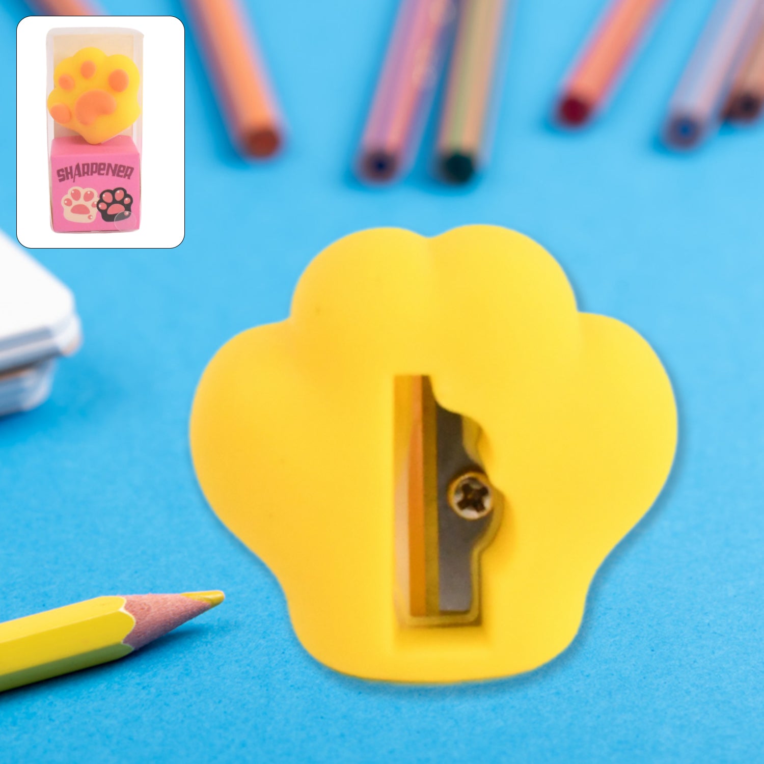 Wukusy 2-in-1 pencil sharpener with eraser for kids, featuring colorful, fancy office-style sharpeners and ergonomic design.