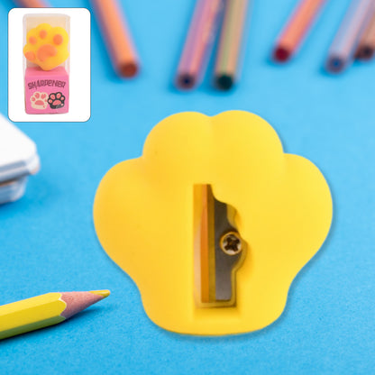 Wukusy 2-in-1 pencil sharpener with eraser for kids, featuring colorful, fancy office-style sharpeners and ergonomic design.