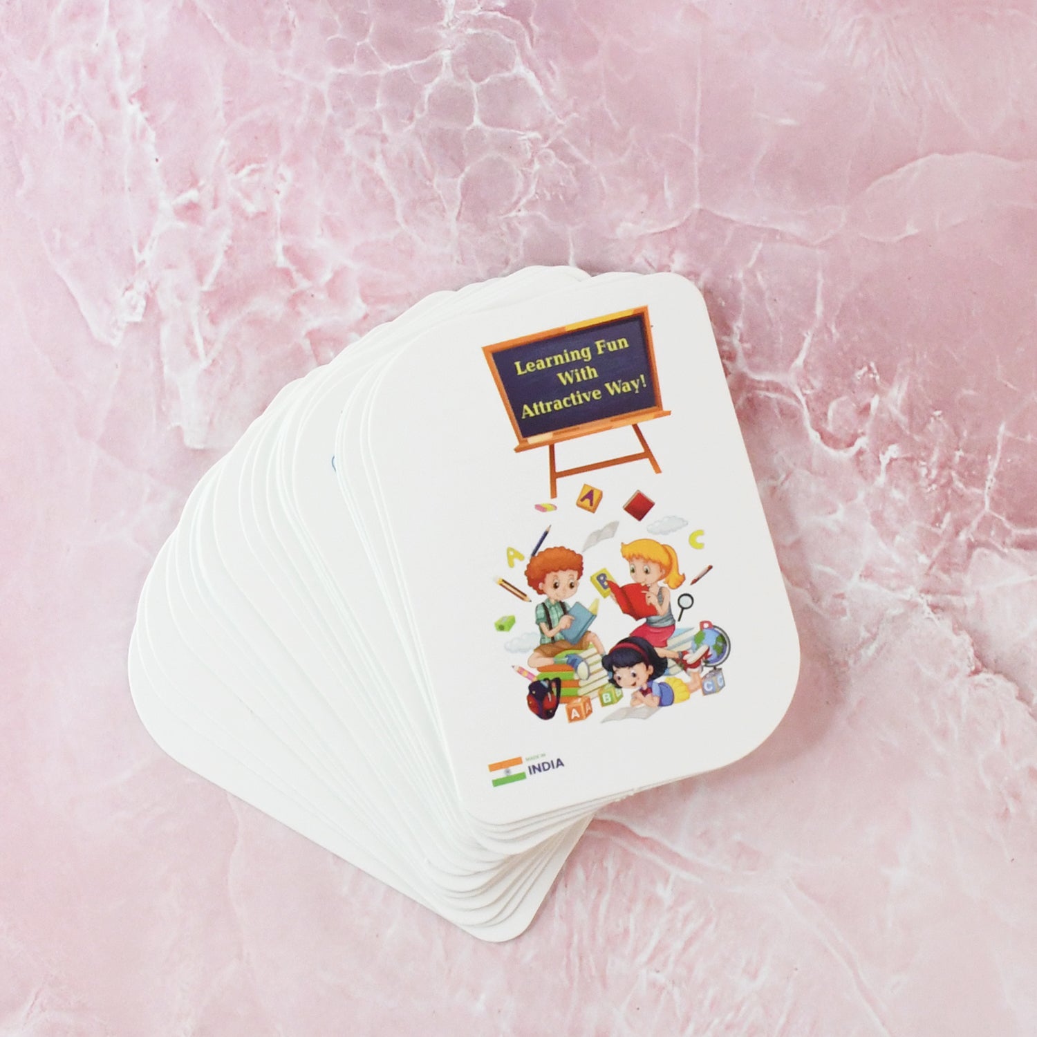 Wukusy Kidkraft Early Learner 32-piece alphabet flash cards set for kids, featuring colorful letter and picture illustrations.