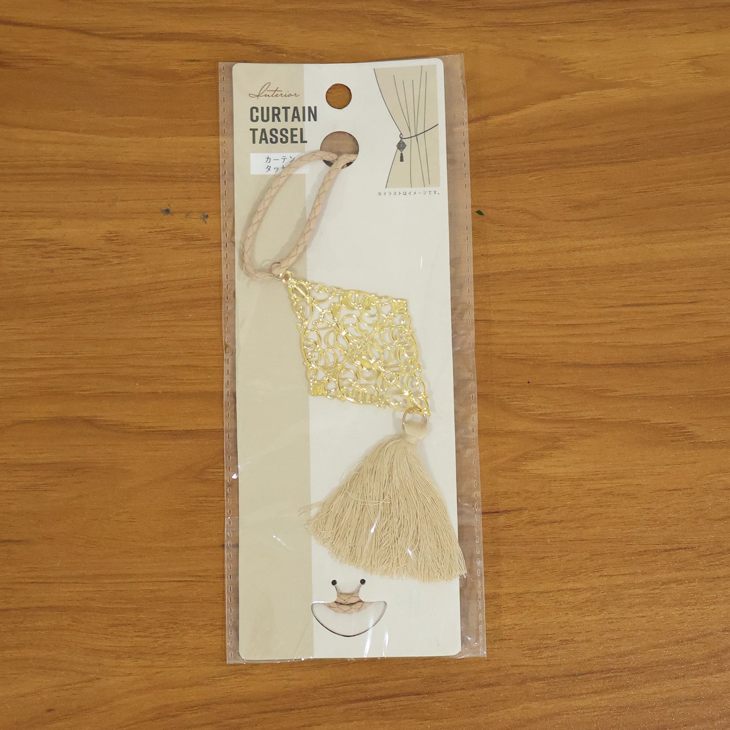 Decorative Wukusy curtain tieback tassel hanging with intricate beaded design, ideal for adding elegance to window curtains.