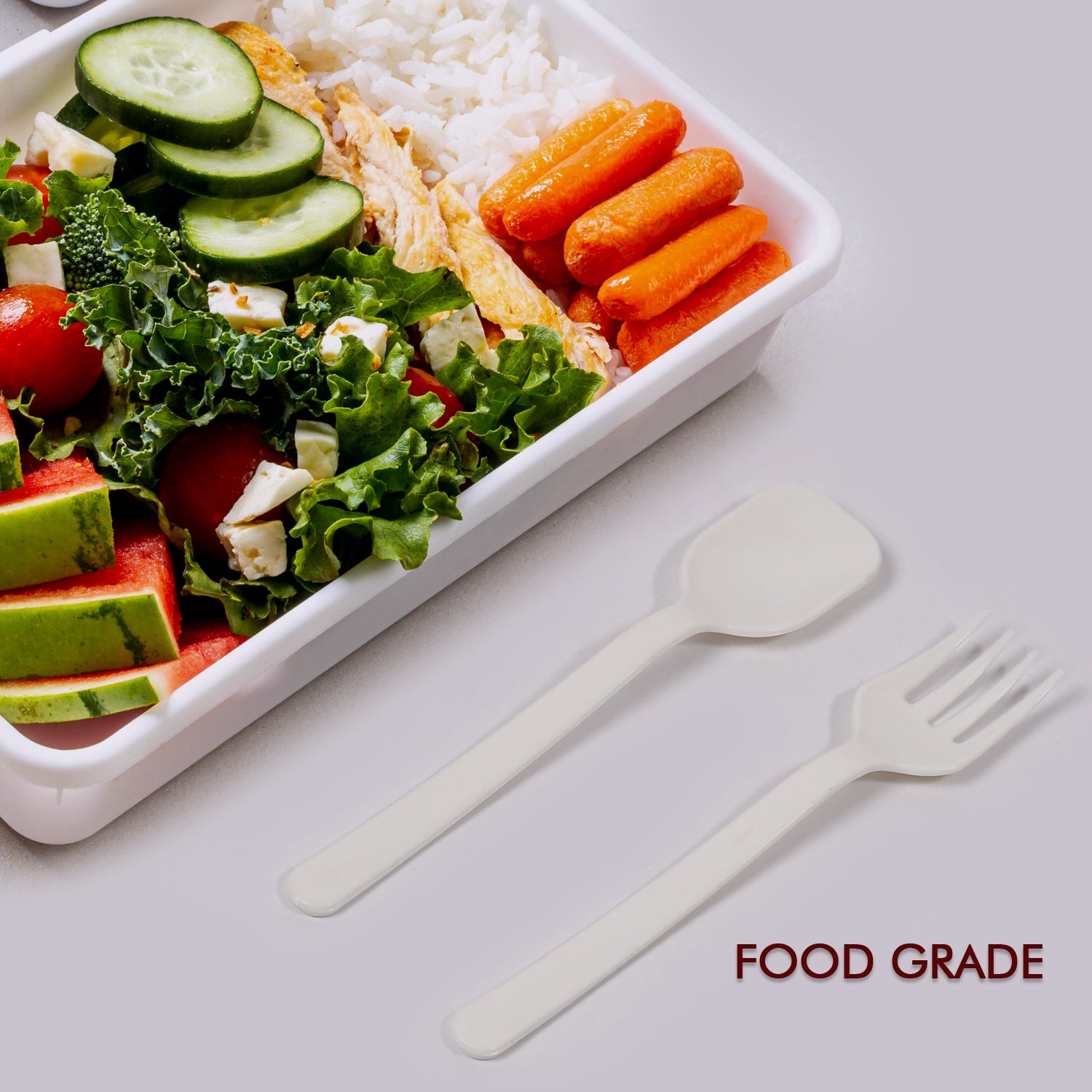 Wukusy plastic forks and spoons set for parties and dinners, includes 2 packs of durable utensils for catering and family gatherings.