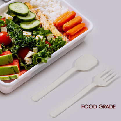 Wukusy plastic forks and spoons set for parties and dinners, includes 2 packs of durable utensils for catering and family gatherings.