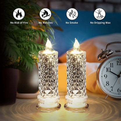 Wukusy decorative LED crystal candle light, home decor with a glowing crystal design, perfect for ambient lighting.