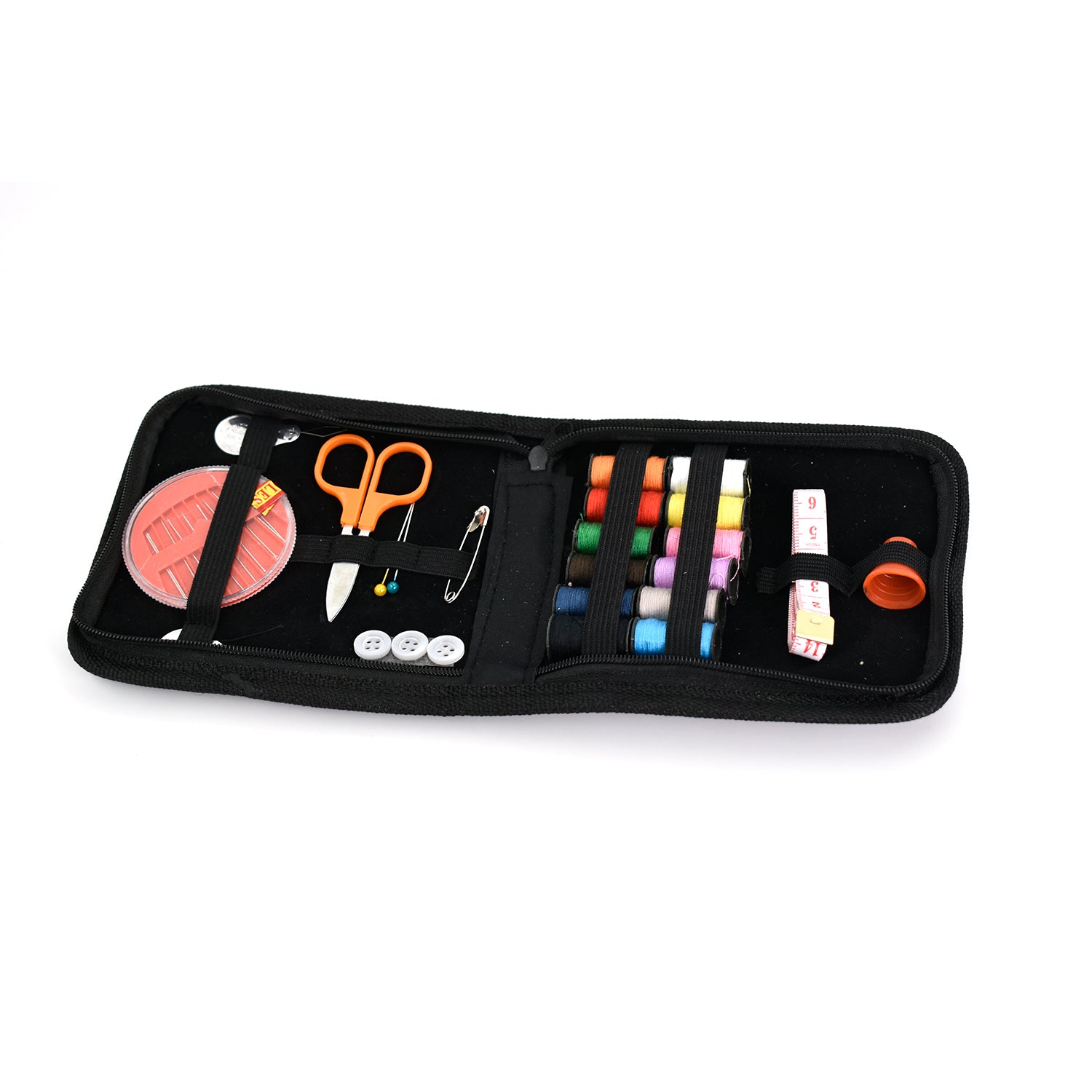 Wukusy 6052a 33-piece purse sewing set with compartments for carrying sewing tools and accessories in a compact home improvement kit.