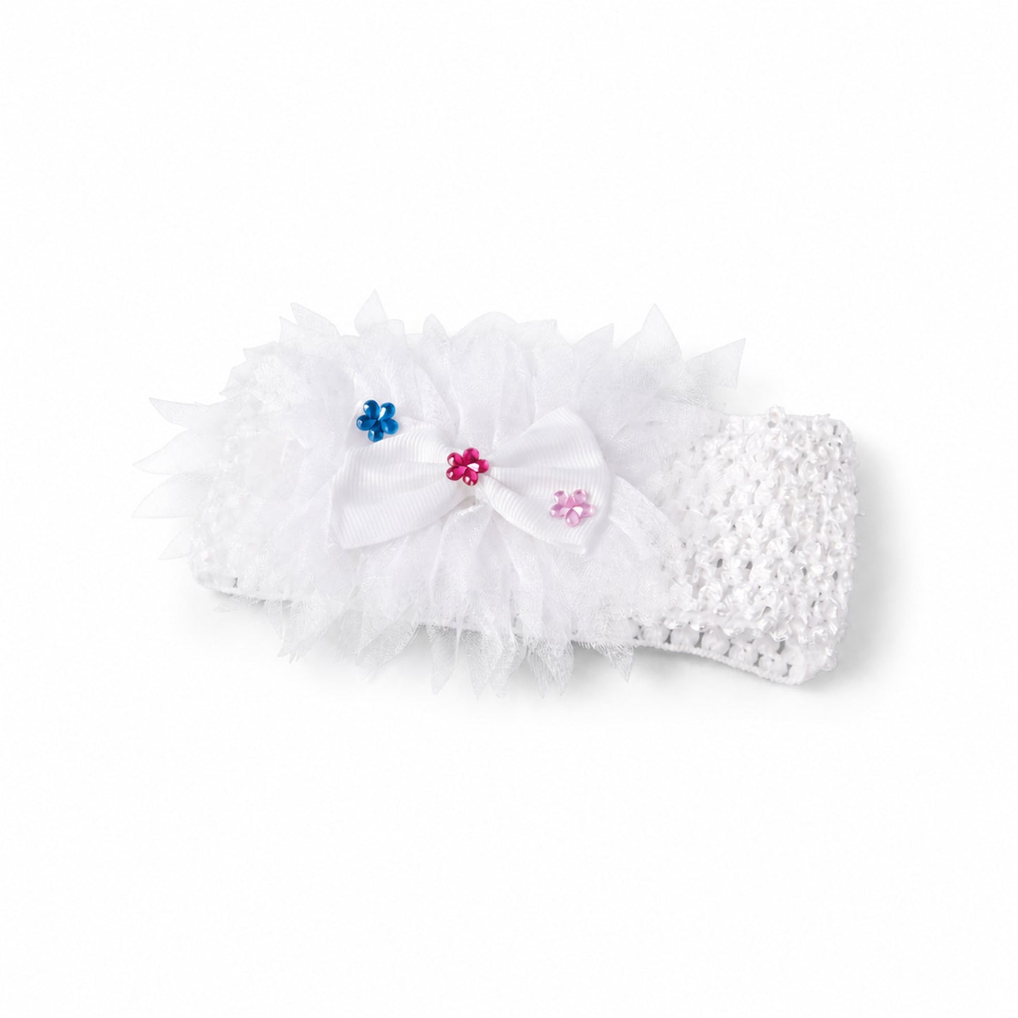 Wukusy floral baby headband, soft elastic stretchable hair band with cute floral design, ideal for infants and toddlers.