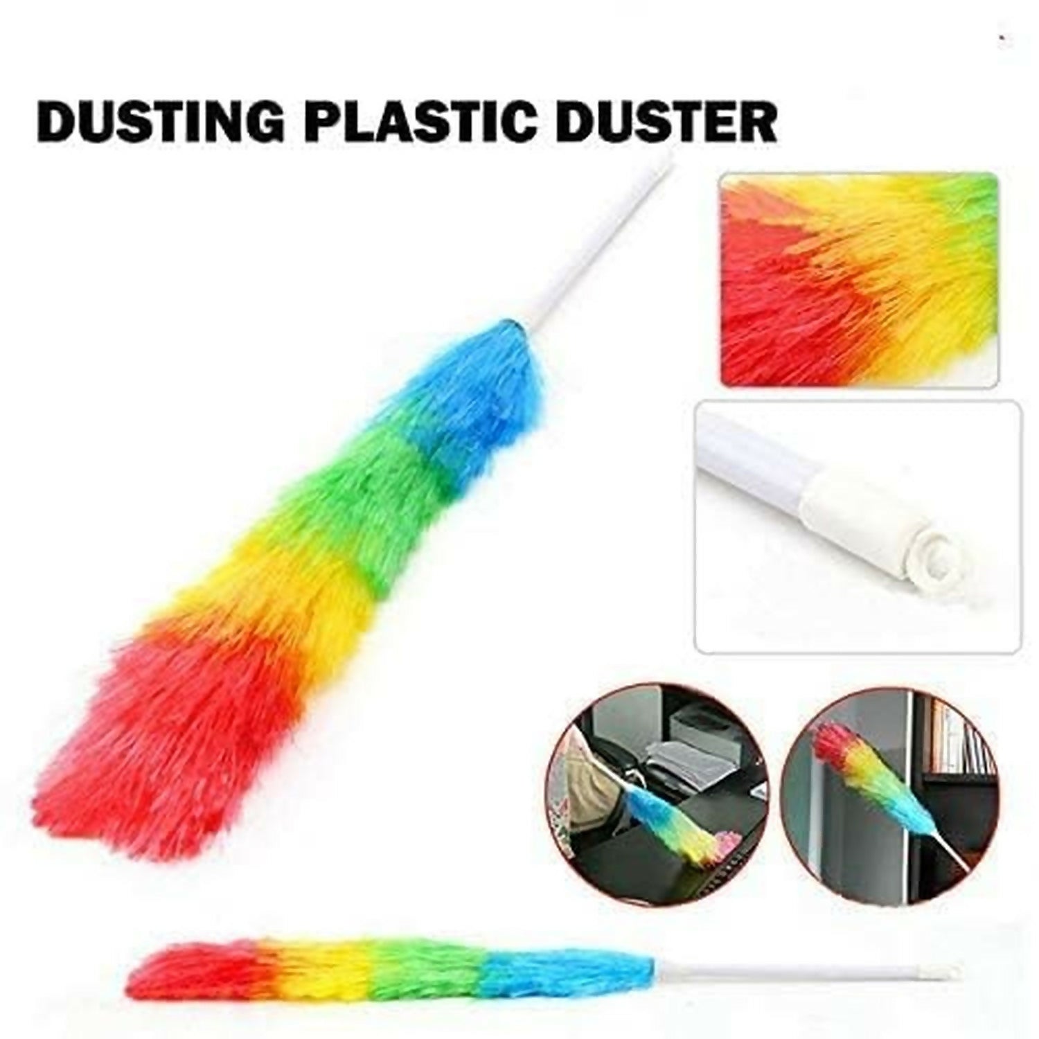 Rainbow Microfiber Plastic Duster 24 Inch | Flexible & Lightweight Dust Cleaner