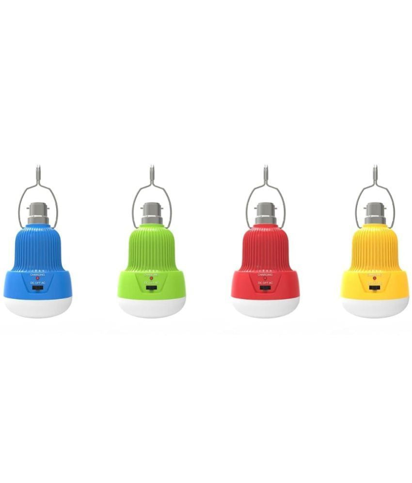 White Charkee 15W LED emergency bulb with rechargeable inverter, extra bright light for home use, AC and DC compatible.