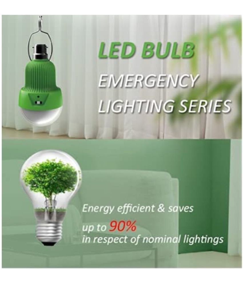 White Charkee 15W rechargeable emergency LED bulb with extra 100W brightness, suitable for home use with AC/DC compatibility.