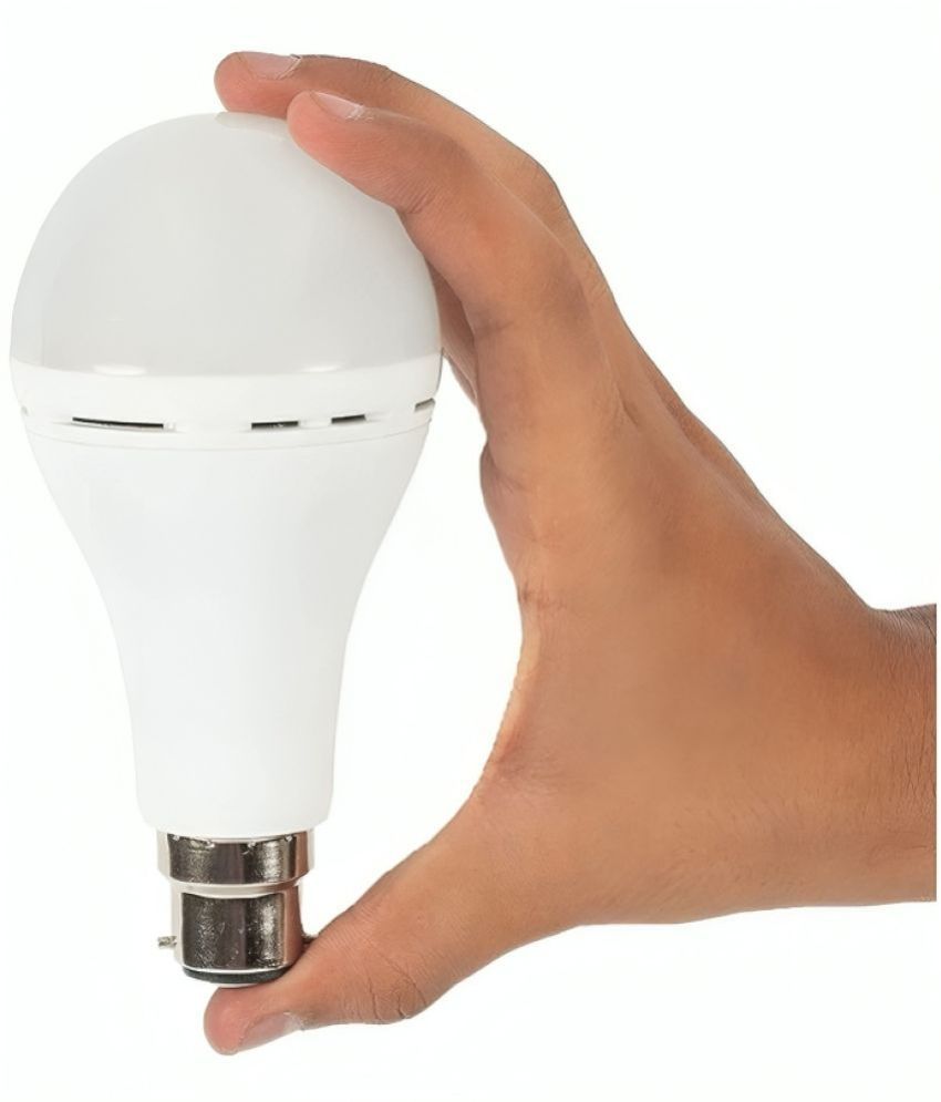 Charkee 9W cool white emergency LED bulb with 3-hour battery backup, designed for backup lighting without illumination.